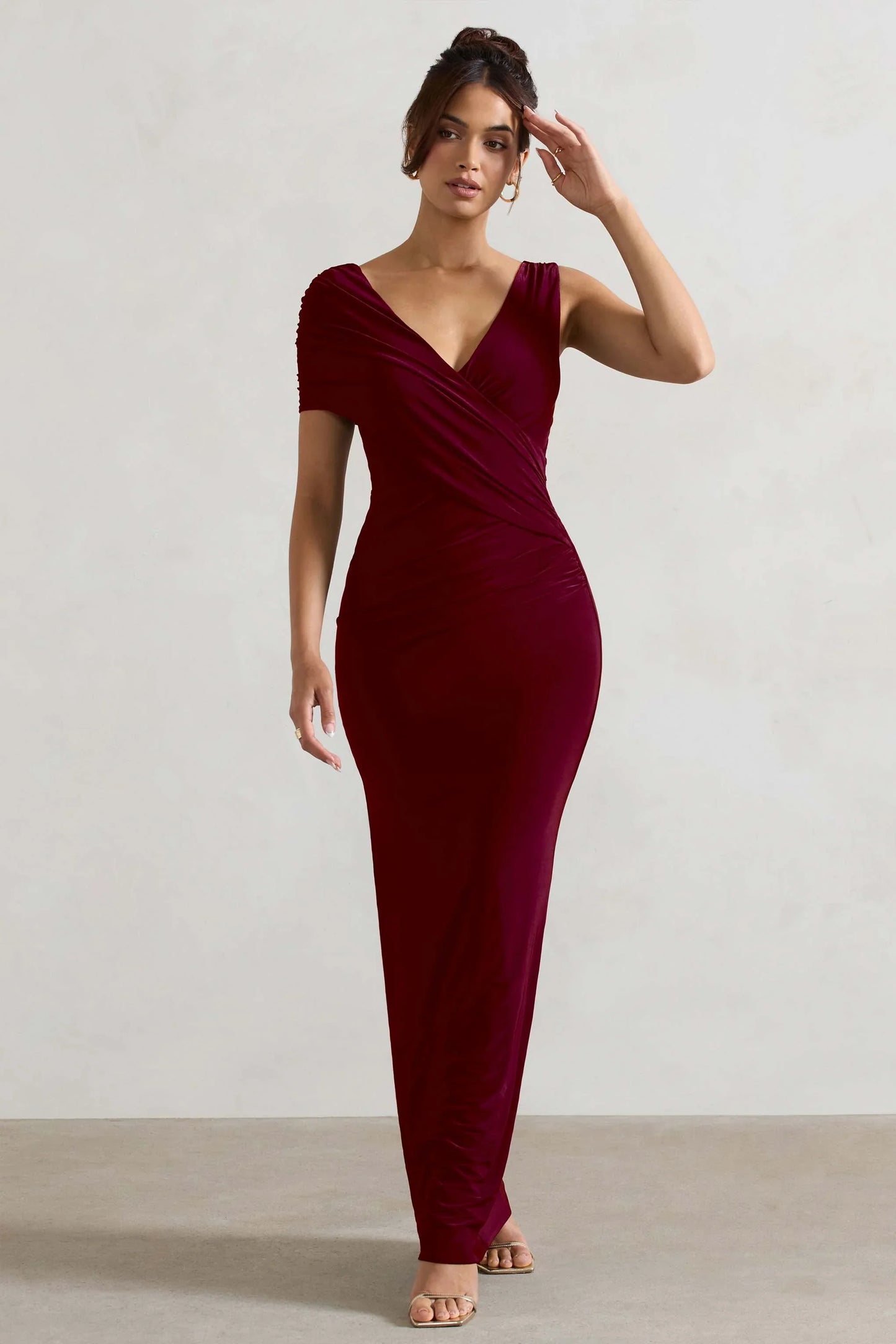 Capella Berry Asymmetric Wrap Maxi Dress