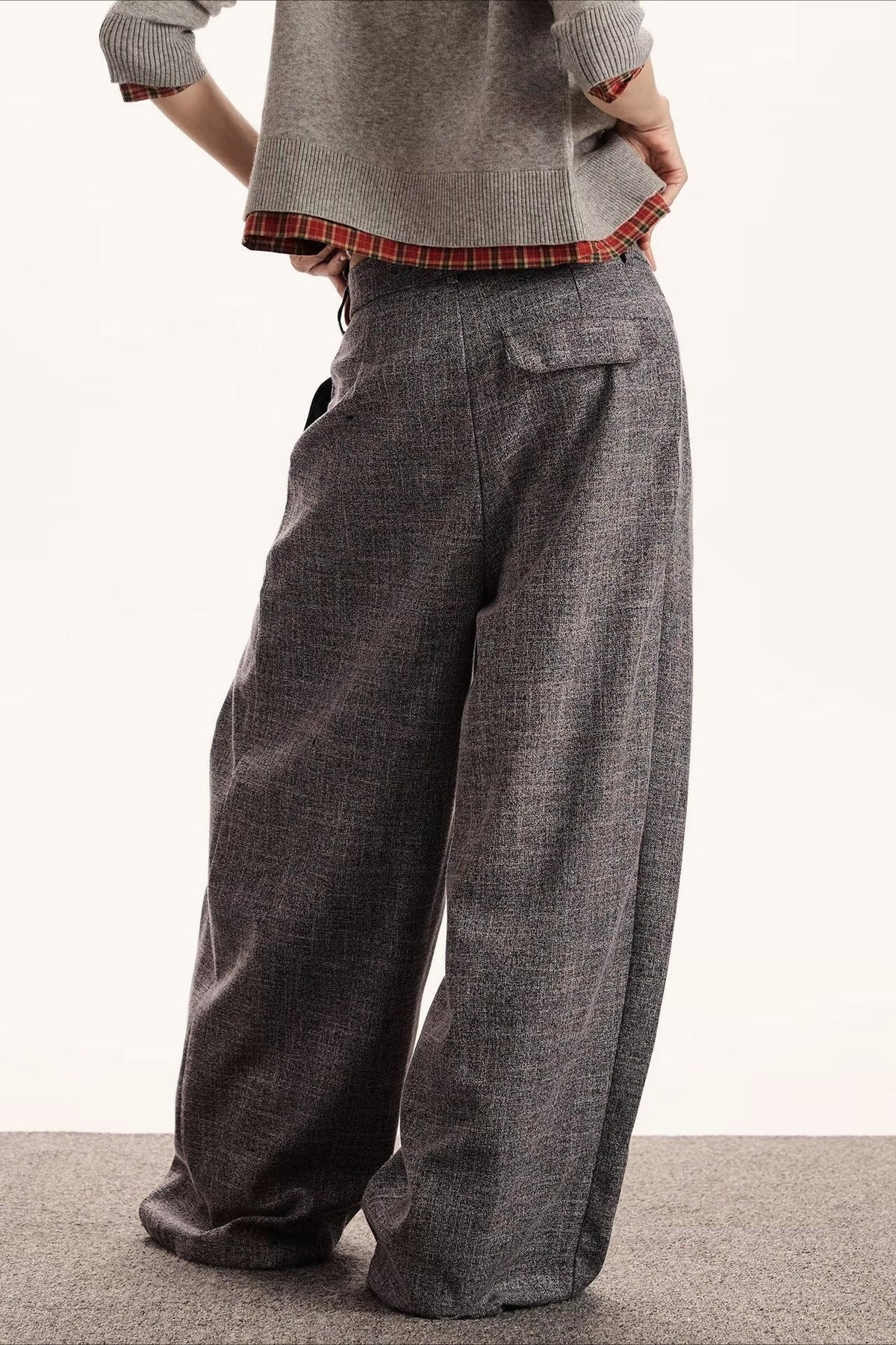 Vertical Stripe Pleated Draped Rebel Chic Wide Leg Pants