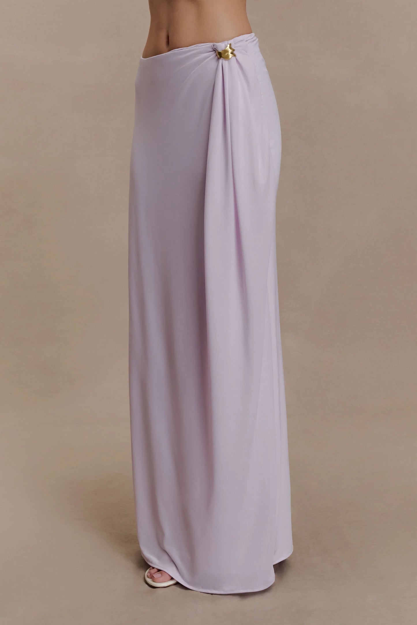 Bridget Slinky Maxi Skirt With Hardware Dusty Lilac