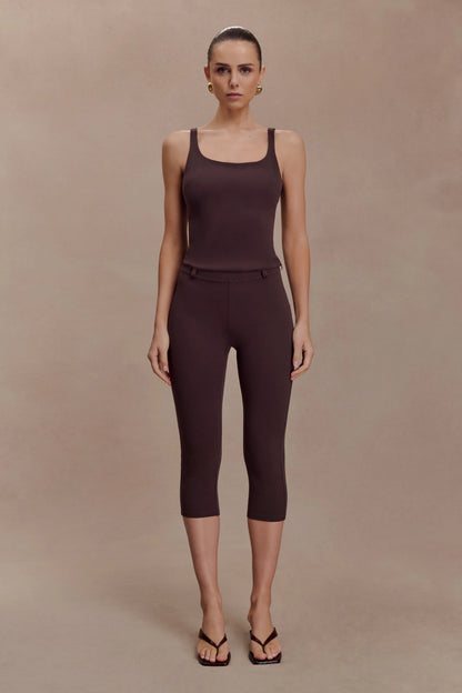 Blanca Stretch Crepe Capri Pants Chocolate