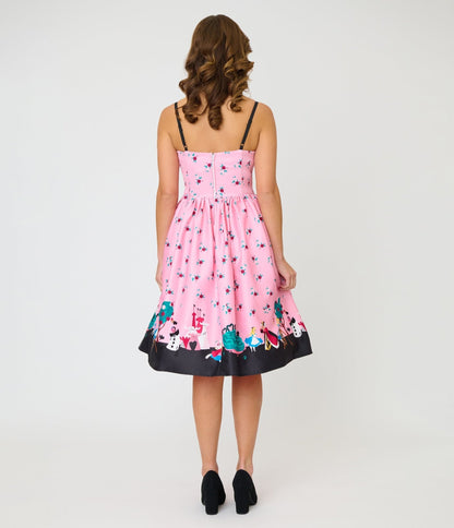 Disney Alice In Wonderland Collection By Unique Vintage Pink Queen of Hearts Sweetheart Swing Dress