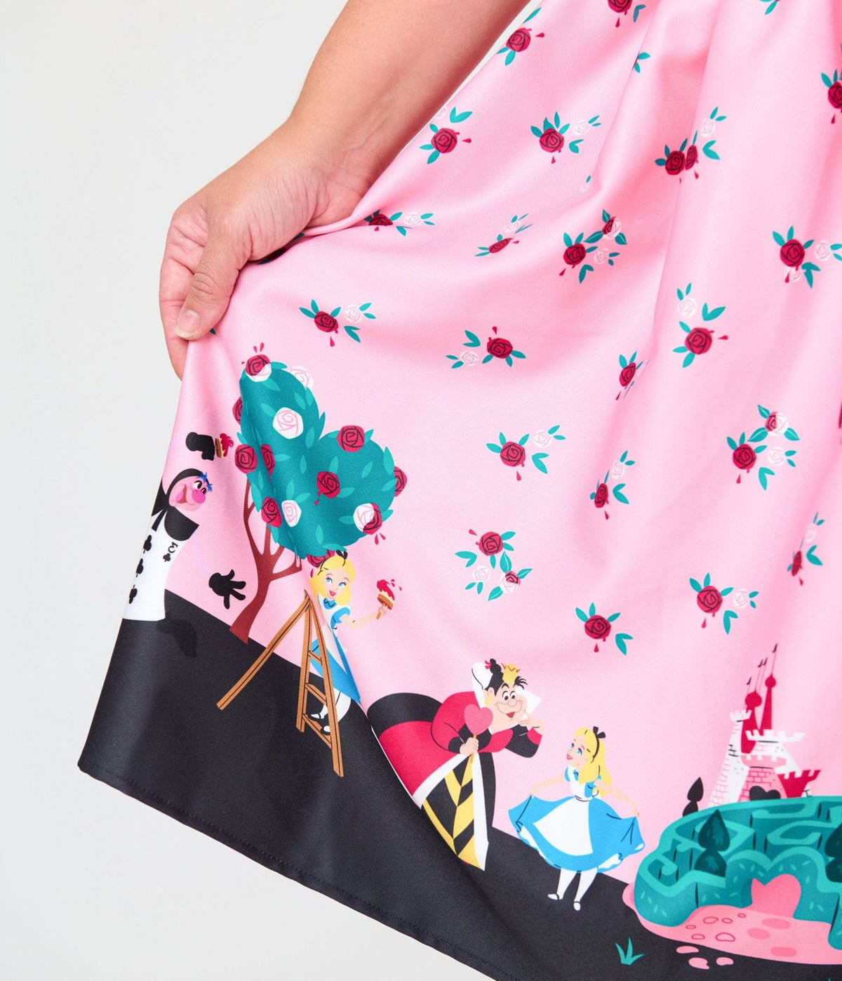 Disney Alice In Wonderland Collection By Unique Vintage Plus Size Pink Queen of Hearts Sweetheart Swing Dress