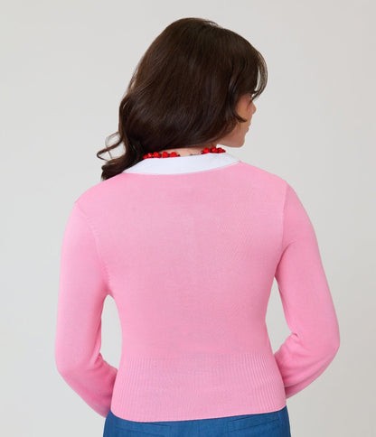 Disney Beauty & The Beast Collection by Unique Vintage Pink Rose Cardigan