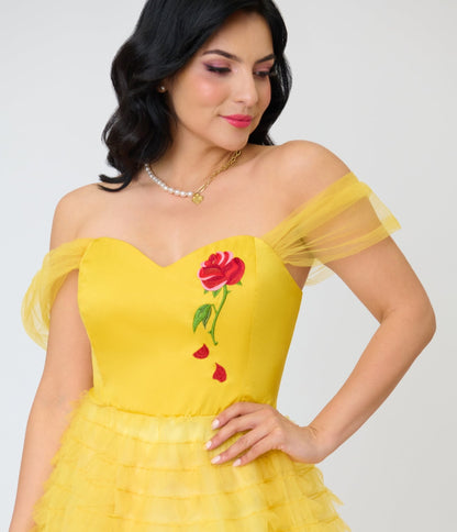 Disney Beauty & the Beast Collection by Unique Vintage Yellow Mesh Tulle Belle Swing Dress