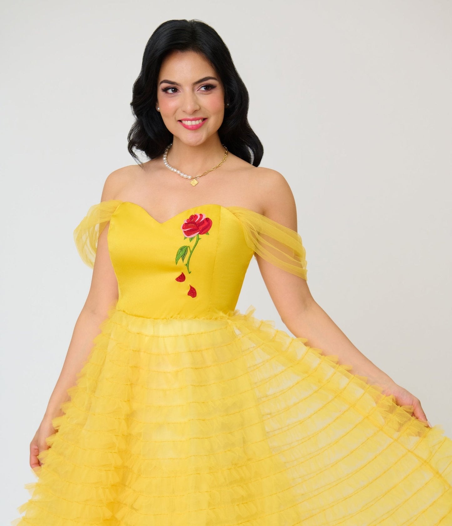 Disney Beauty & the Beast Collection by Unique Vintage Yellow Mesh Tulle Belle Swing Dress