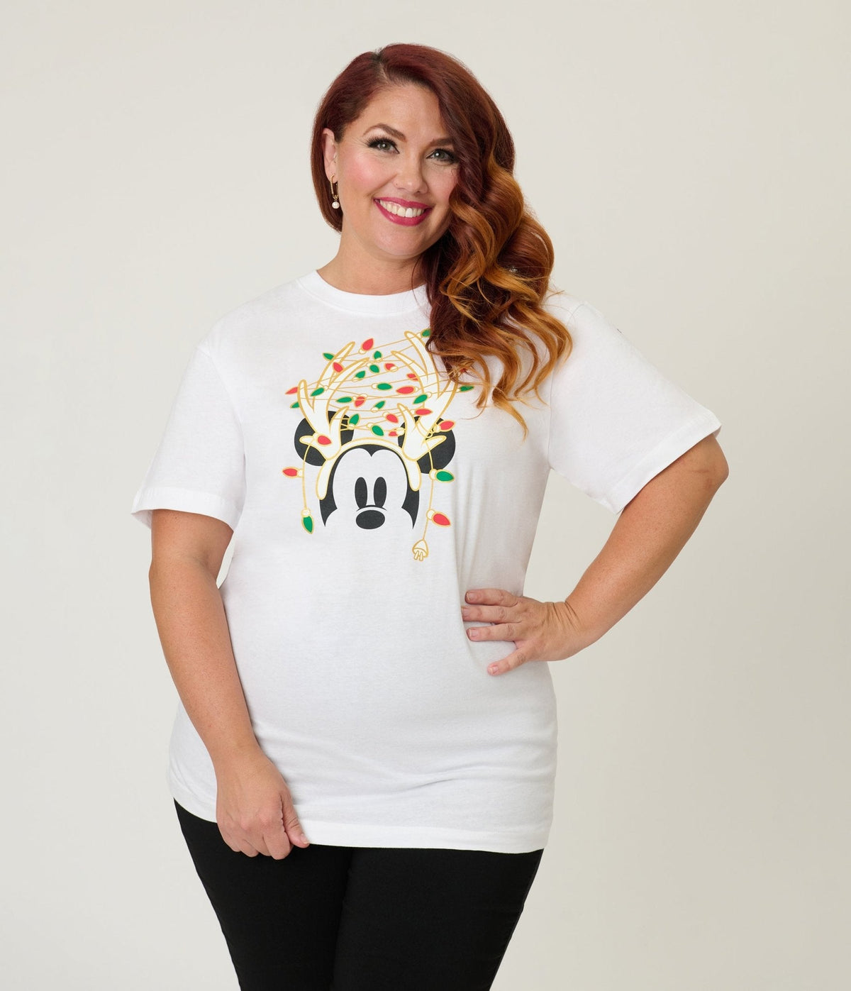 Disney Holiday Collection by Unique Vintage White Mickey Holiday Unisex Graphic Tee