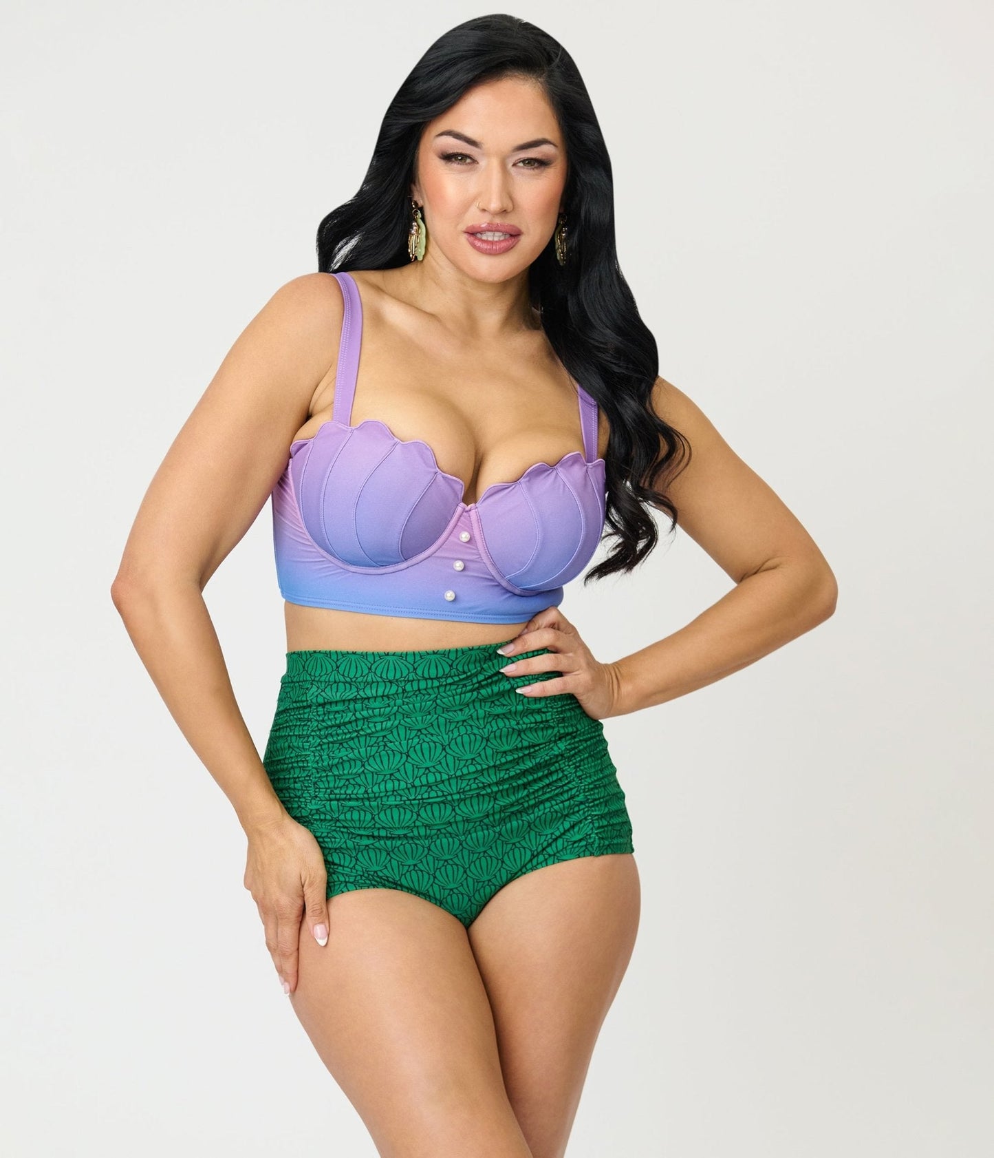 Disney Princess Collection by Unique Vintage Green Ariel Shell Monroe Swim Bottom