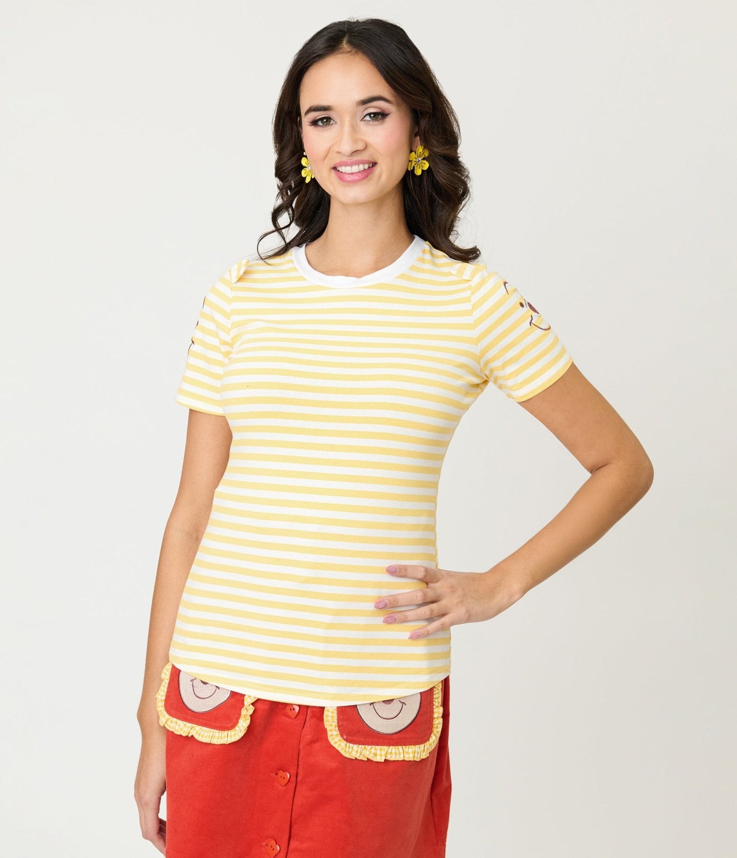 Disney Winnie the Pooh Collection by Unique Vintage Yellow Stripe Back to Basics Top