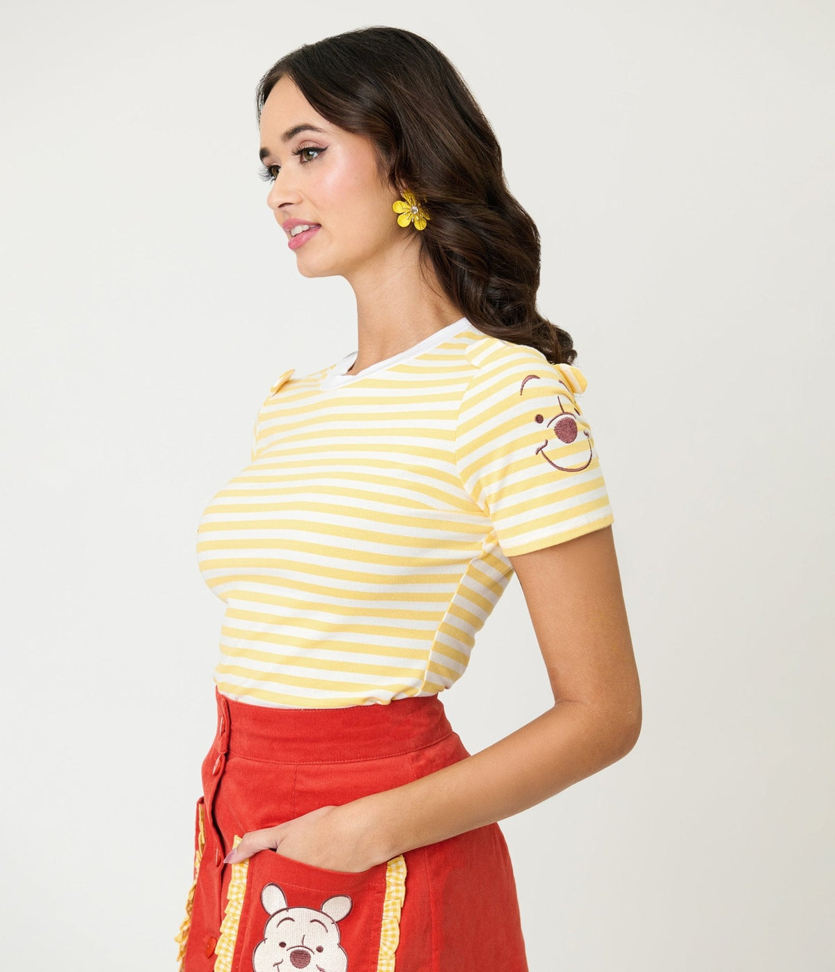 Disney Winnie the Pooh Collection by Unique Vintage Yellow Stripe Back to Basics Top