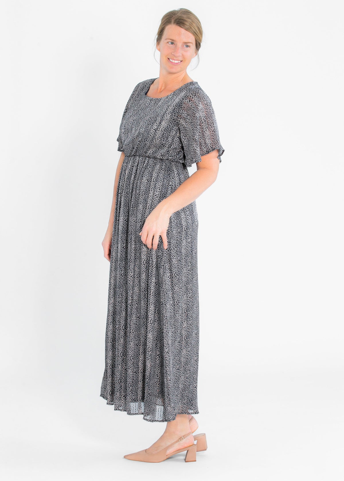 Ditsy Floral Flutter Sleeve Maxi Dress - FINAL SALE