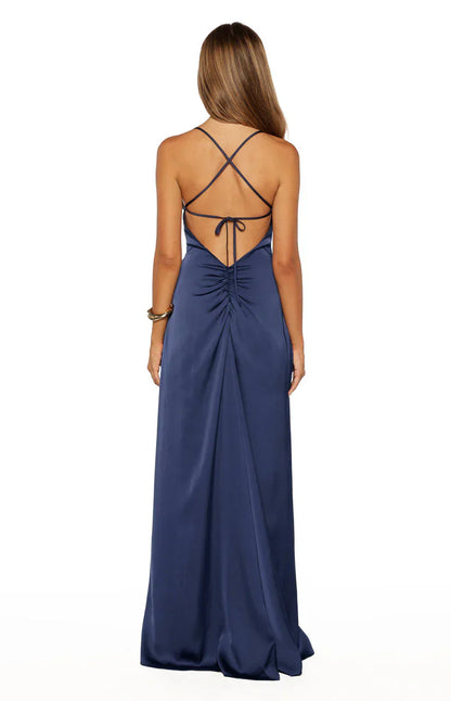 Blaise Navy Satin Prom Dress