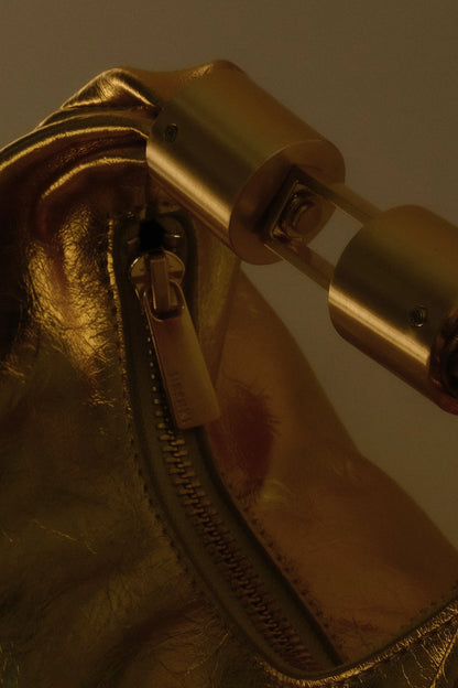 Bristol Mini Croissant Leather Bag Gold
