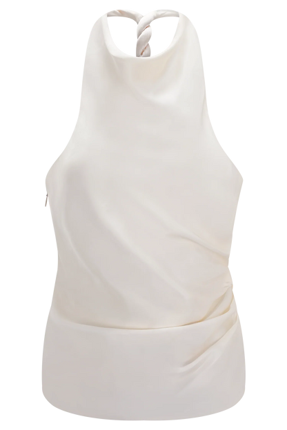 Bianca Satin Halter Top Ivory