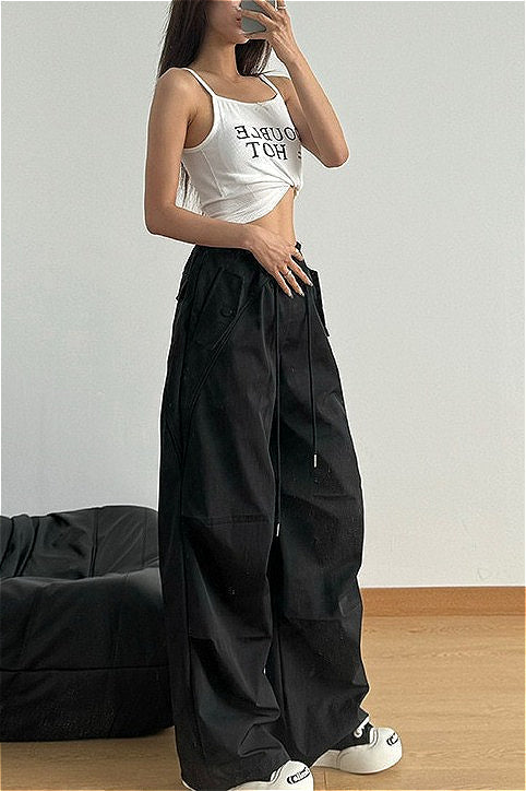 Solid Paneled Quick Dry Casual Pants