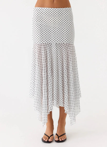 Buffy Maxi Skirt White Polkadot