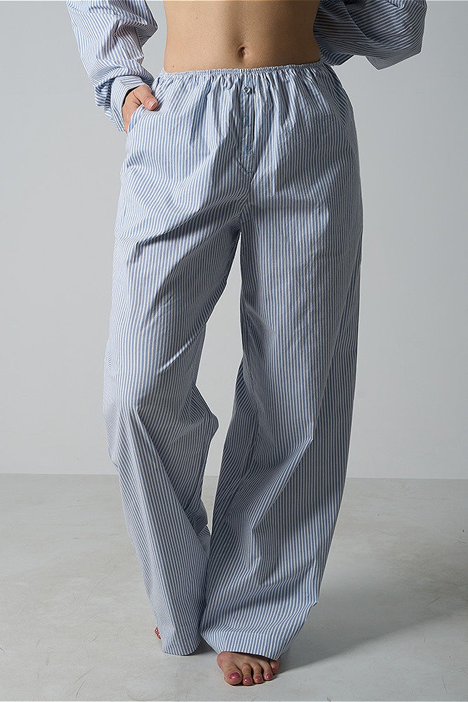 Light Striped Elastic Relaxed Pants