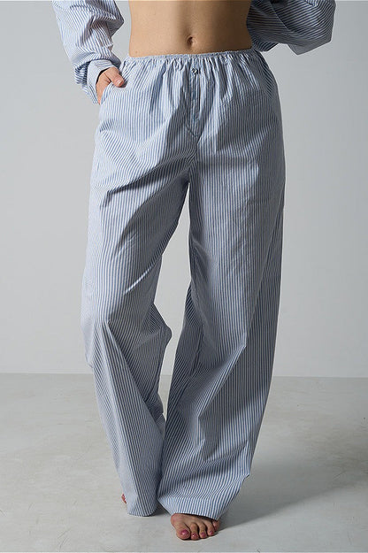 Light Striped Elastic Relaxed Pants