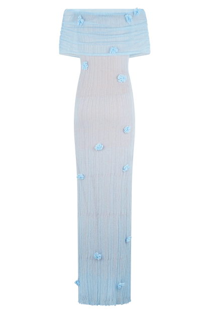 Brynn Orchid Knit Maxi Dress Baby Blue