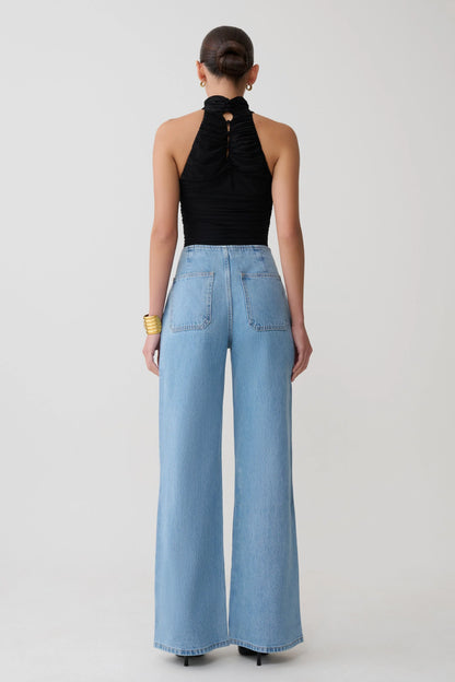 Caitlin Mid Rise Denim Jeans Classic Blue
