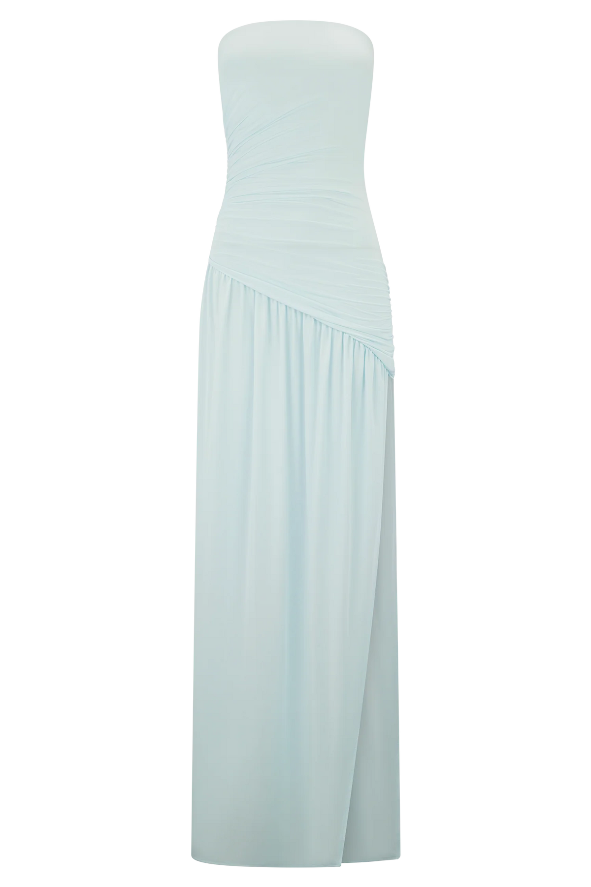 Bex Strapless Slinky Maxi Dress With Split Pale Blue