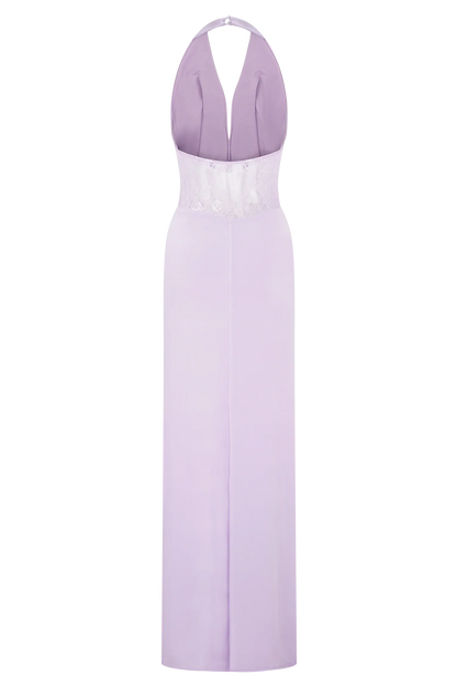 Bonnie Slinky And Lace Maxi Dress Lilac