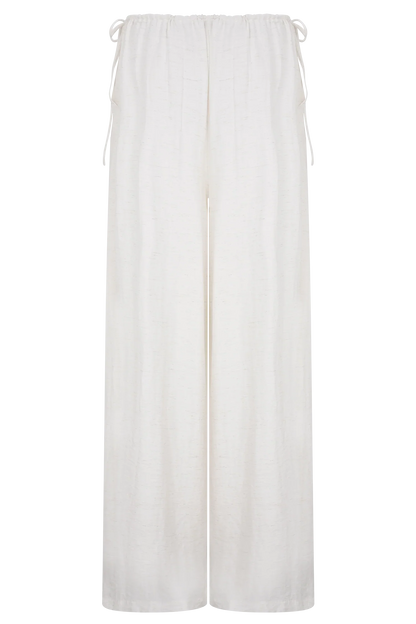 Callum Drawstring Straight Leg Pants White