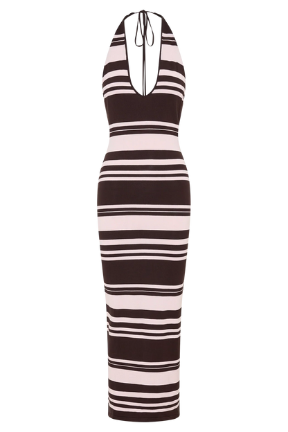 Brienne Stripe Midi Dress Pink Chocolate