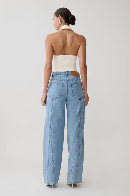 Calla Collared Sleeveless Halter Top Ivory