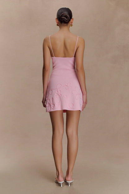Brullo Embroidery Knit Mini Dress Baby Pink