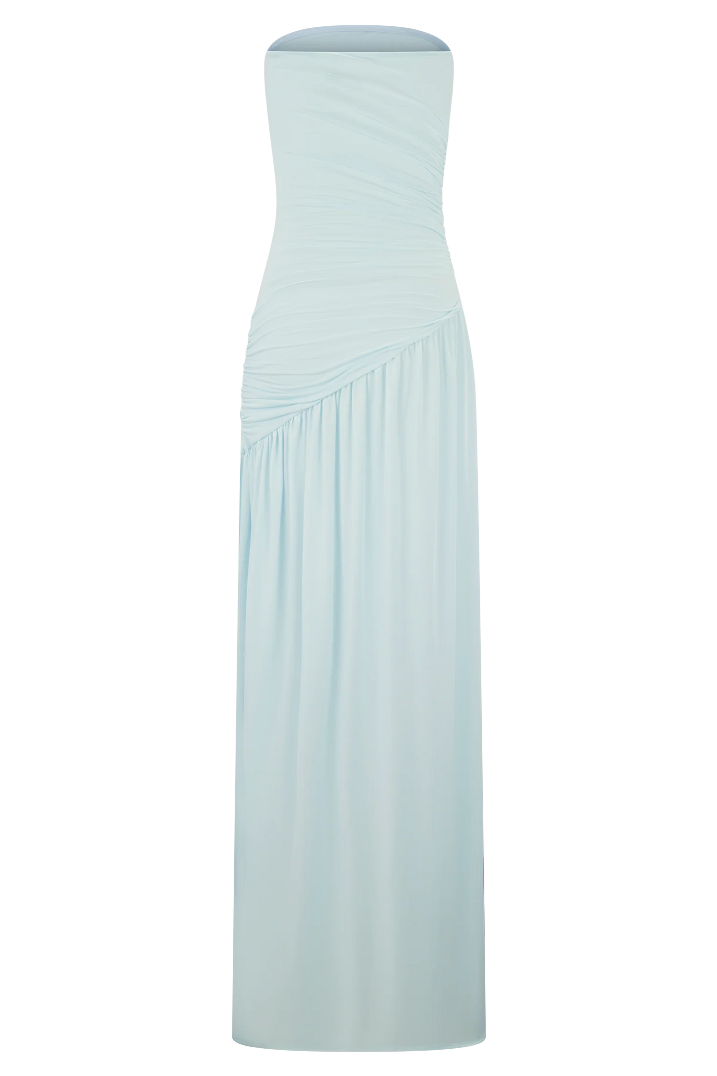 Bex Strapless Slinky Maxi Dress With Split Pale Blue