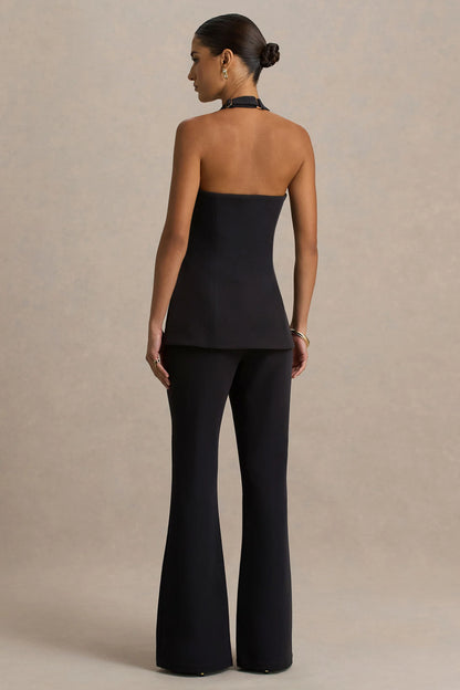 Carina Black Flared Leg Tailored Trousers