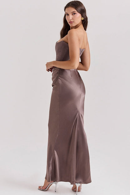 Strapless Boned Corset Bodycon Maxi Dress
