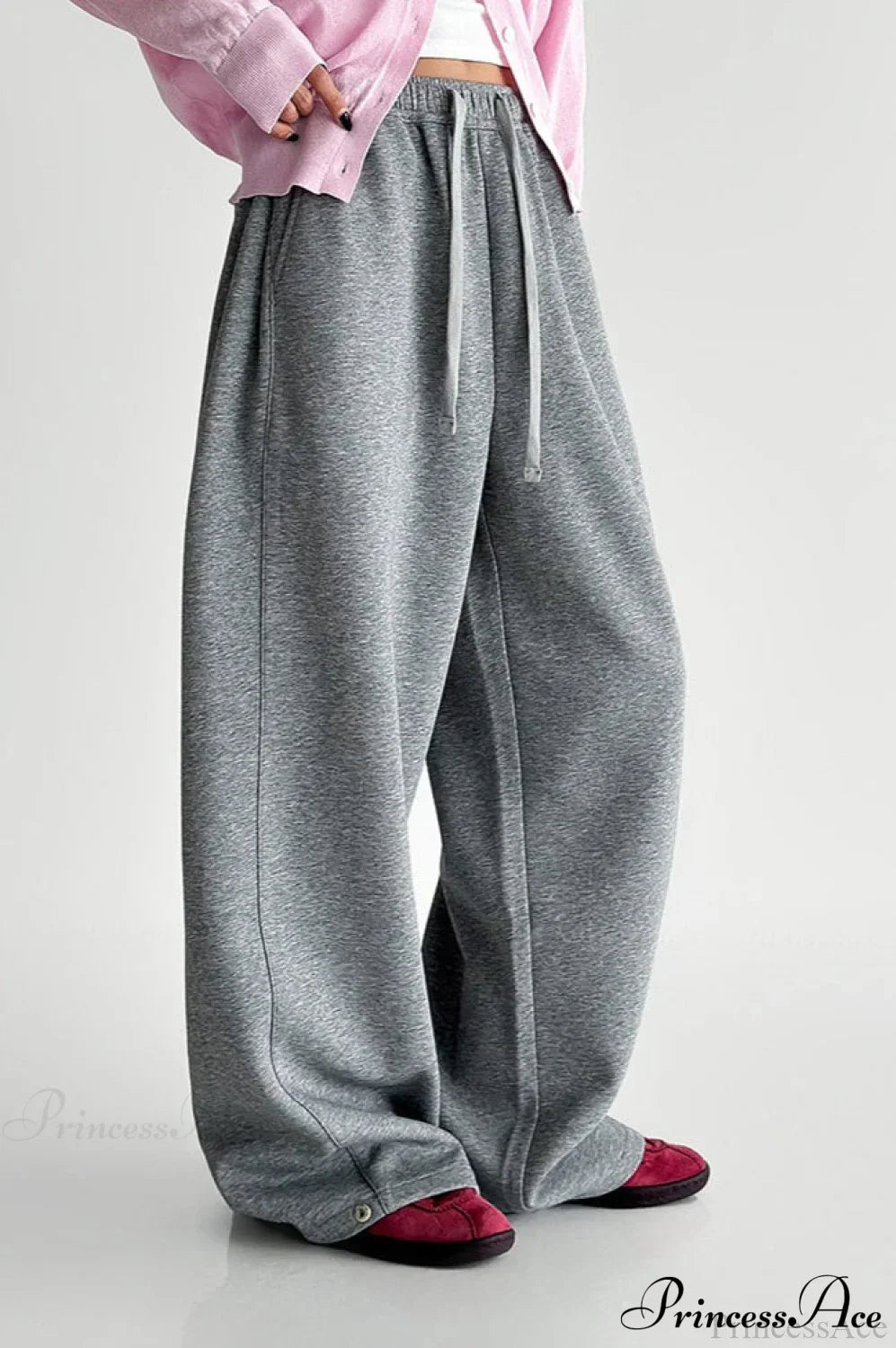 Elastic High-Waist Drawstring Wide Pants