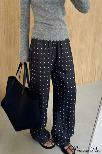 Elegant Polka Dot Straight Leg Pants