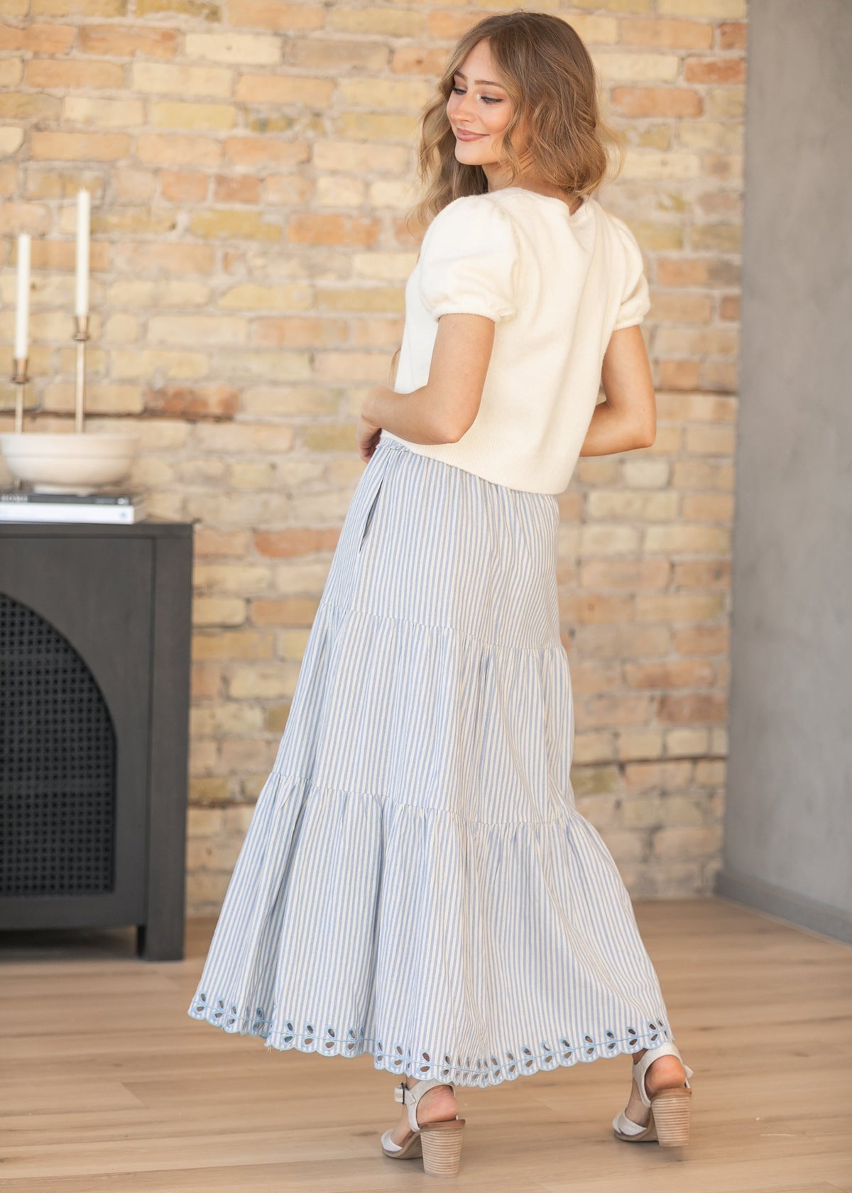 Embroidered Detail Midi Skirt