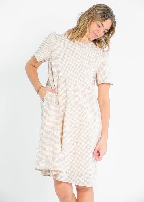 Embroidered Gingham Midi Dress - FINAL SALE