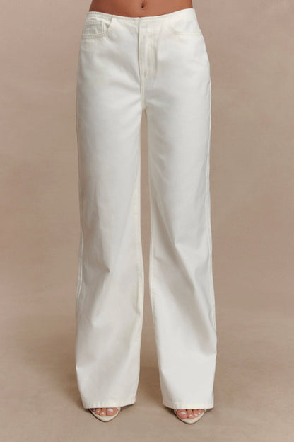 Caitlin Mid Rise Denim Jeans White