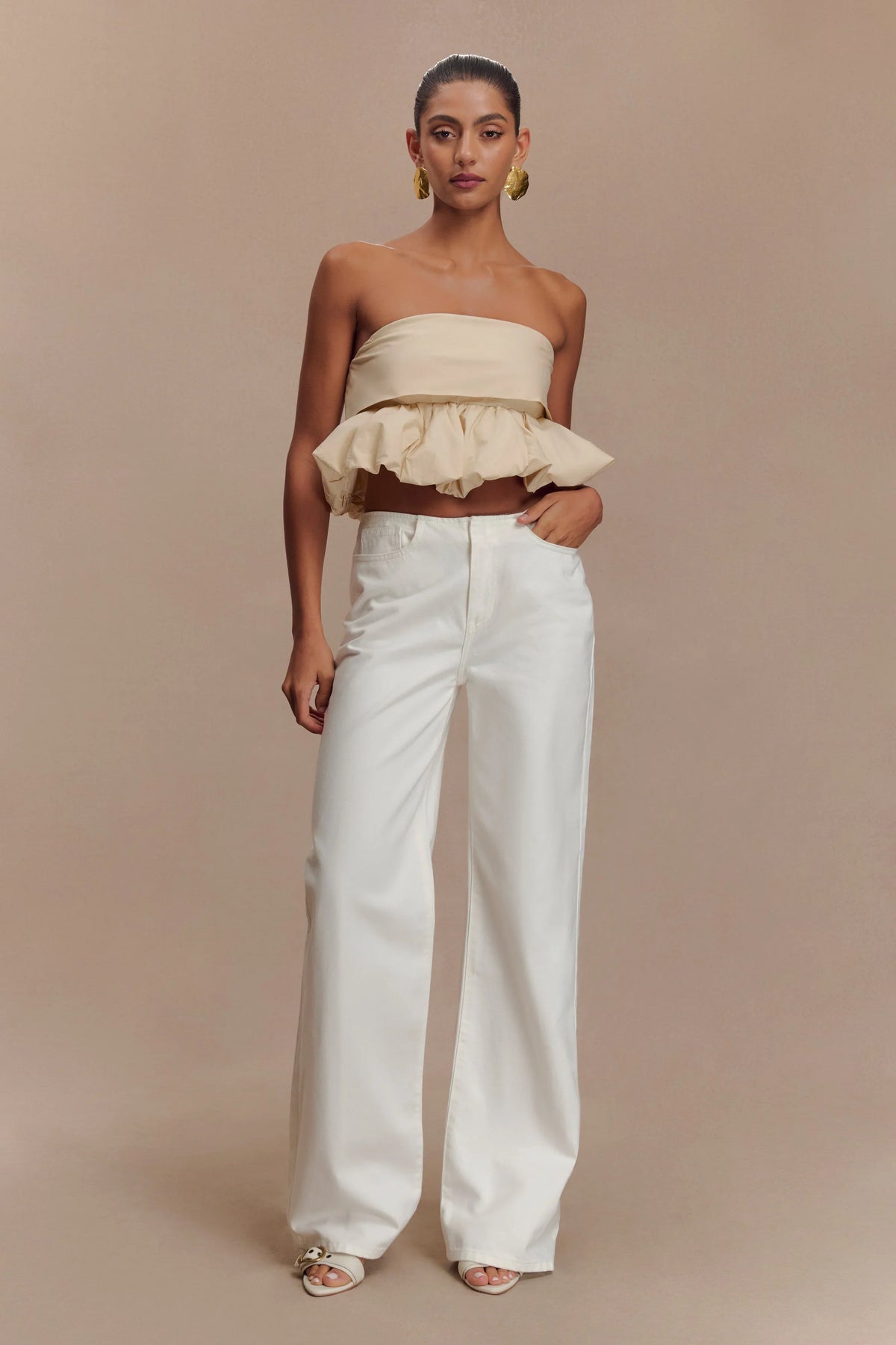 Caitlin Mid Rise Denim Jeans White