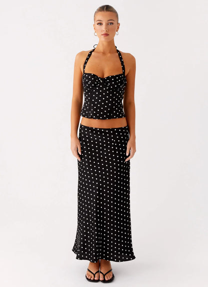 Breanne Midi Skirt Black Polka Dot