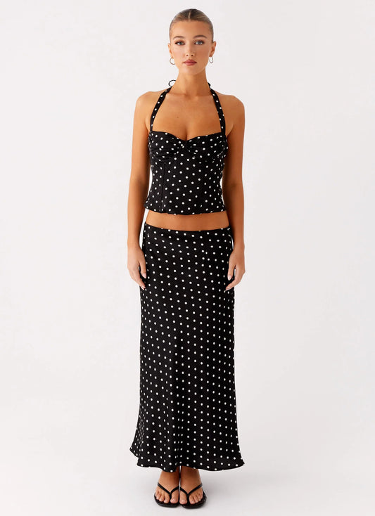 Breanne Midi Skirt Black Polka Dot