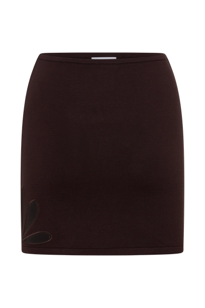 Brock Knit Cut Out Mini Skirt Dark Chocolate