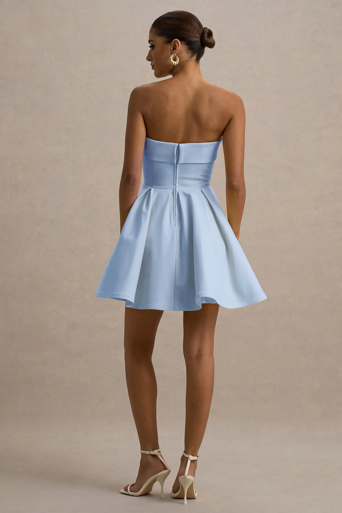 Bruna Powder Blue Bandeau Skater Mini Dress