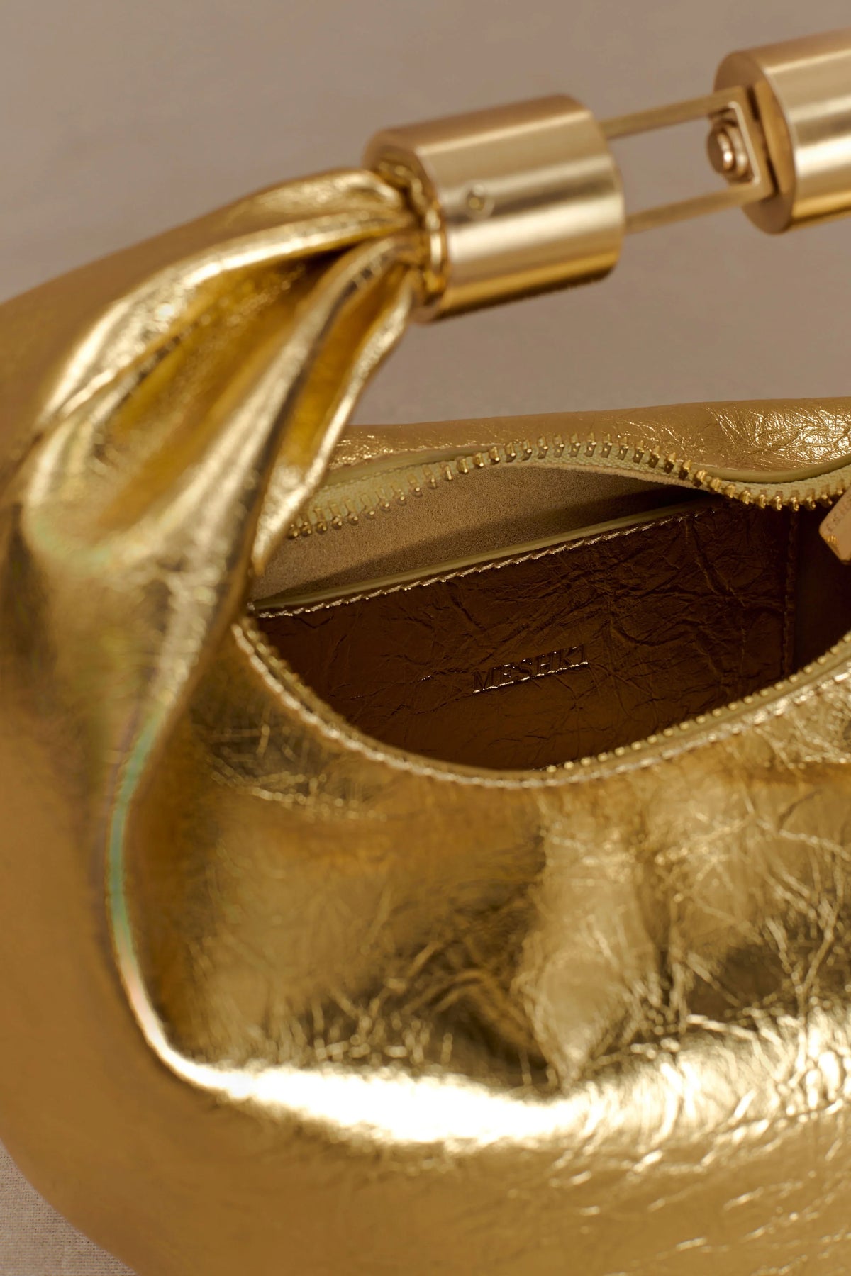 Bristol Mini Croissant Leather Bag Gold
