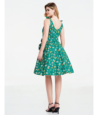 Green Purrfect Lucky Swing Dress