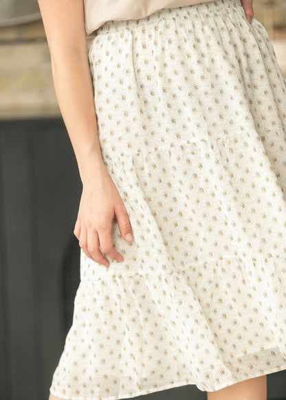 Harlow Tiered Vintage Floral Midi Skirt