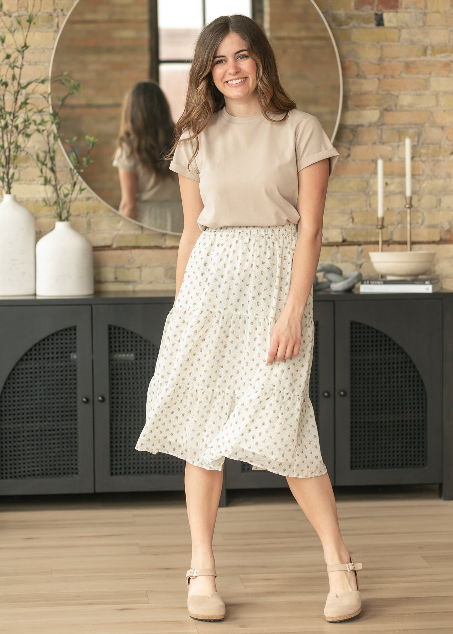 Harlow Tiered Vintage Floral Midi Skirt