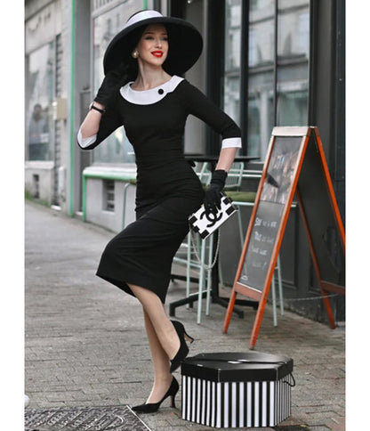Heart My Closet Black & White Laura Pencil Dress