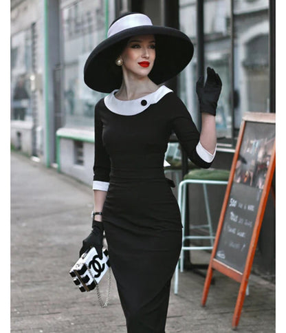 Heart My Closet Black & White Laura Pencil Dress