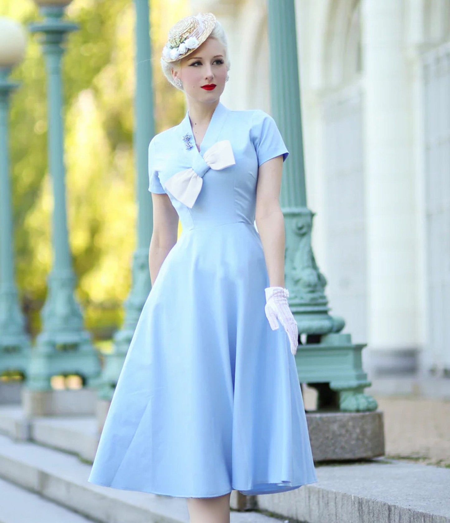 Heart My Closet Light Blue Marilyn Swing Dress