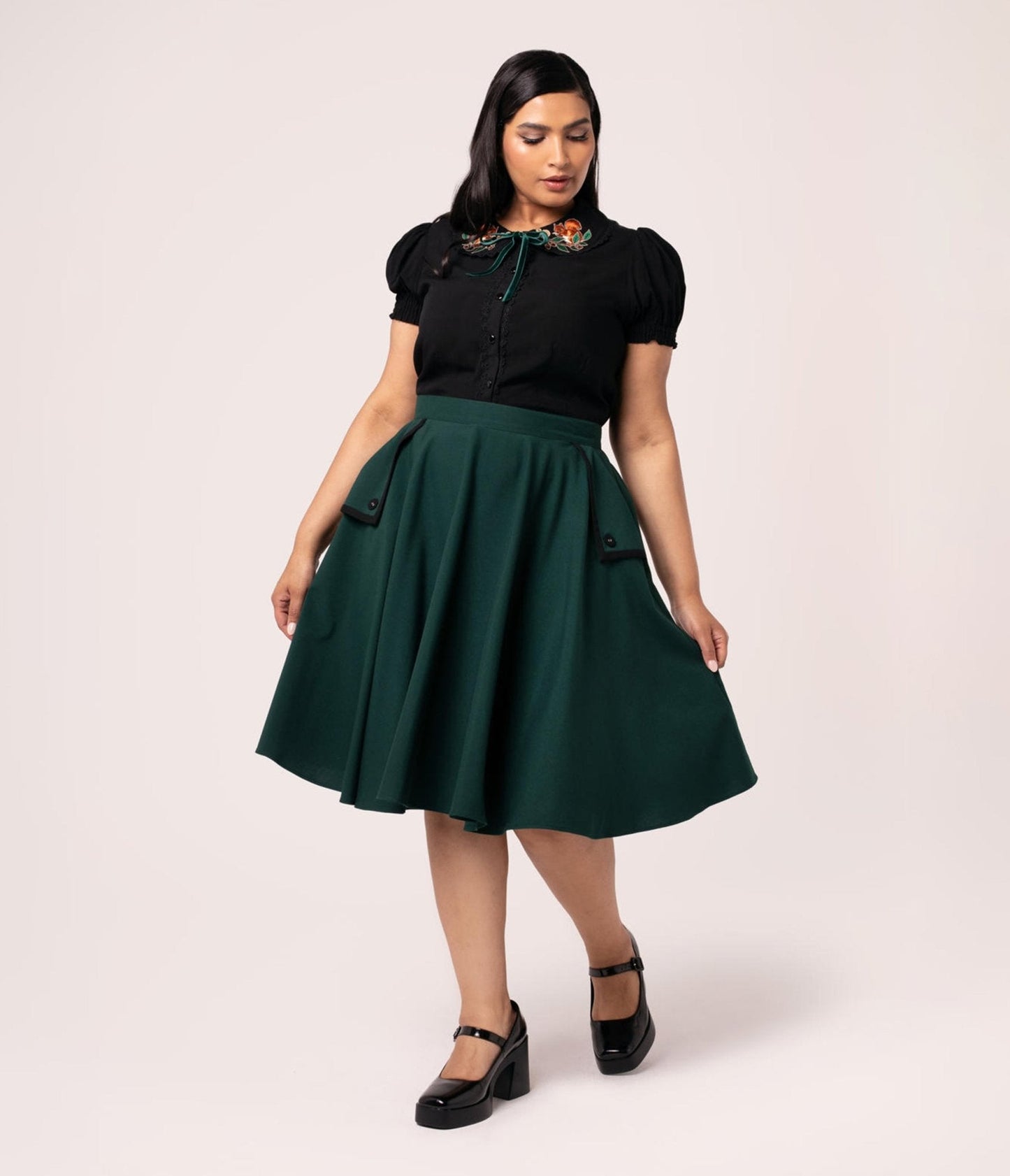 Hell Bunny Green Jessica Swing Skirt